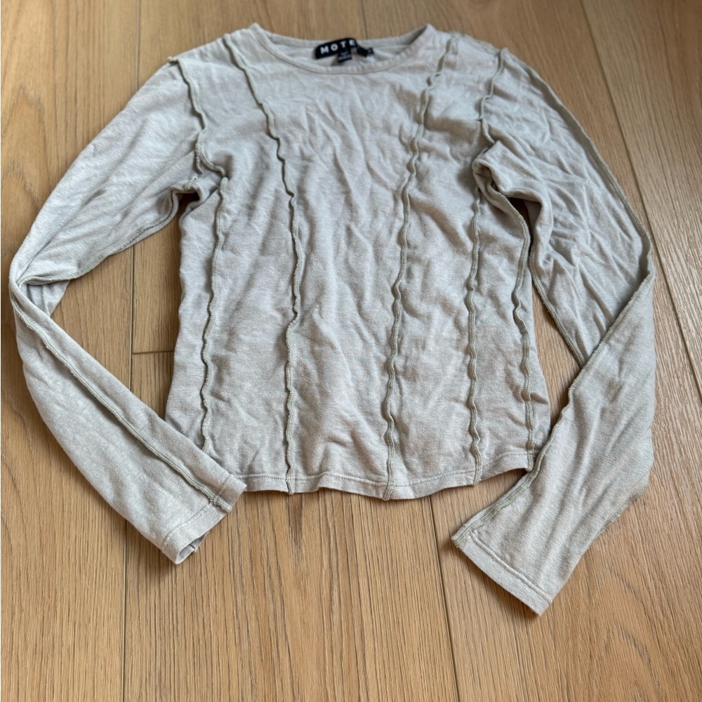 Motel Rocks Beige Long Sleeve Top